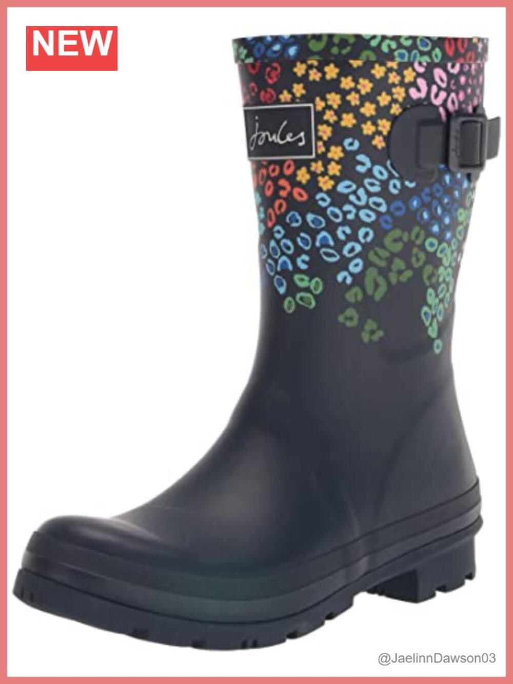 Women's Waterproof Rubber Rain Boot with Buckle